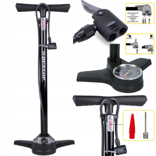 DUNLOP podlahová pumpa Cyklo pumpa 12 BAR + MANOMETER čierna